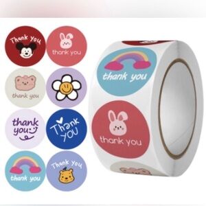 Colorful Thank You Sticker Roll 500 pcs NEW